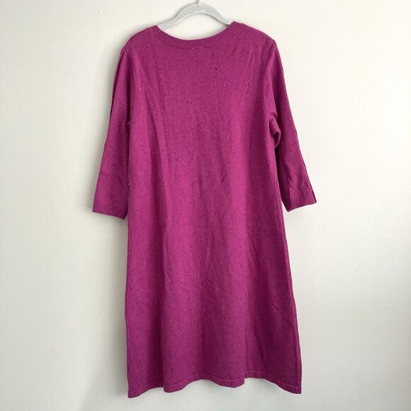 Talbots Kitty Tweed Crew Sweater Dress Button Accent Womens Plus 1X Pink - Picture 7 of 10